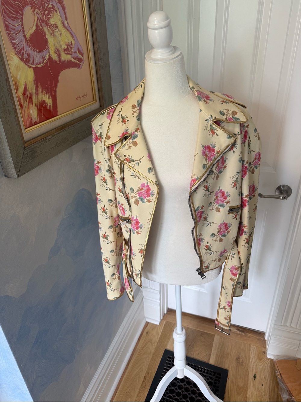 Gorgeous Gucci Floral Leather Moto Jacket